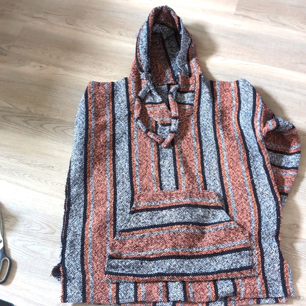 Unisex woven poncho
